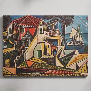 Mediterranean Landscape by Pablo Picasso, Picasso Mediterranean Landscape Ready to Hang Canvas, Mediterranean Landscape Art, Gift Wall Art