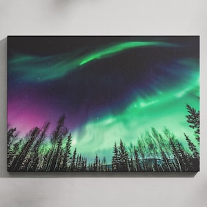 Aurora Borealis Canvas Wall Art, Aurora Poster, Northern Lights Canvas Print, Southern Lights Poster, Norway Northern Light Canvas Wall Art