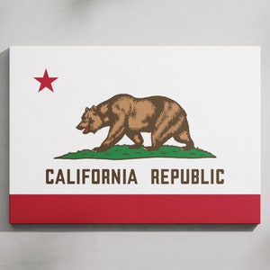 Flag of California Print Poster, Bear Flag of California Print, Californian Flag Wall Art, California Poster, Gift Wall Art, Wall Decor Idea
