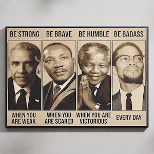 American Black Leaders Poster, Malcolm X Canvas, Barack Obama Poster, Martin Luther King Canvas, African American Canvas, Mandela Poster