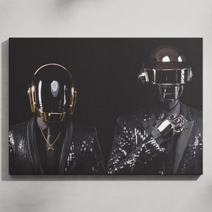 Daft Punk Poster, Daft Punk Canvas , Music Poster, Music Wall Art, Daft Punk Music Poster, Daft Punk Gold and Silver Poster, Gift Wall Art