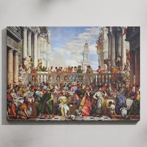 Wedding at Cana Wall Art, Paolo Veronese Artwork Print, Biblical Story of the Wedding at Cana Poster, Home Decor Idea, Christmas Gift Art