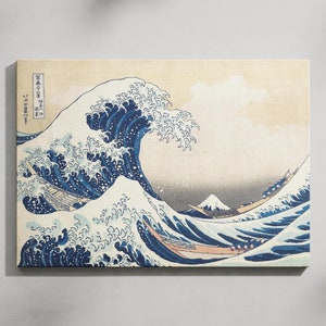 The Great Wave off Kanagawa Wall Art, Katsushika Hokusai Ready to Hang Canvas, Great Wave Print Poster, Japanese Artwork, Home Decor Idea