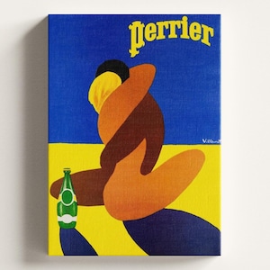 Stampa su tela vintage della pubblicità Perrier, poster dell'acqua minerale Perrier, arte murale retrò, stampa artistica di qualità museale, idea per l'arredamento della casa, idea regalo
