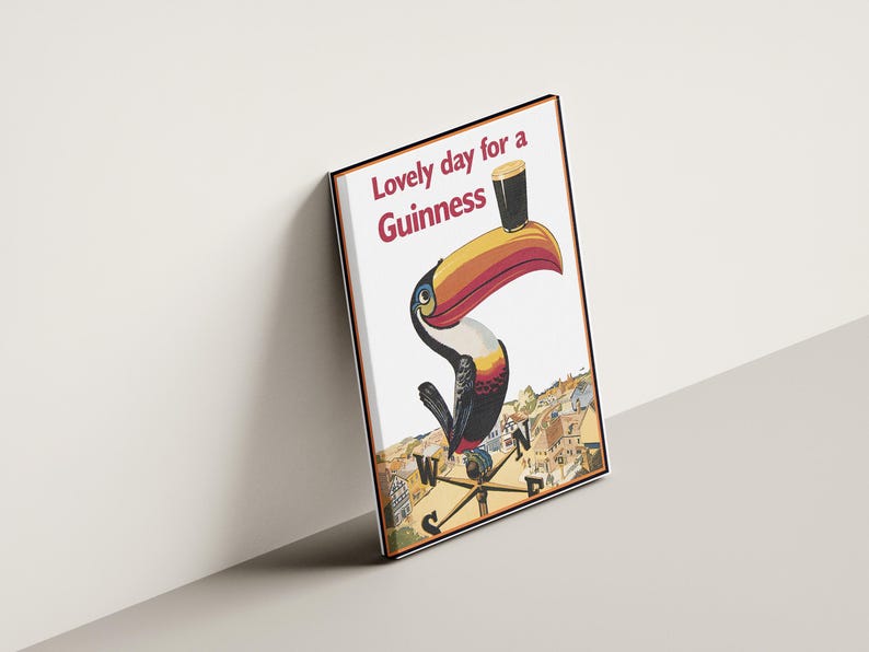 Lovely Day For A Guinness Poster, Guinness Beer Poster, Lovely Day For A Guinness Vintage Poster, Vintage Beer Poster, Guinness Bird Poster