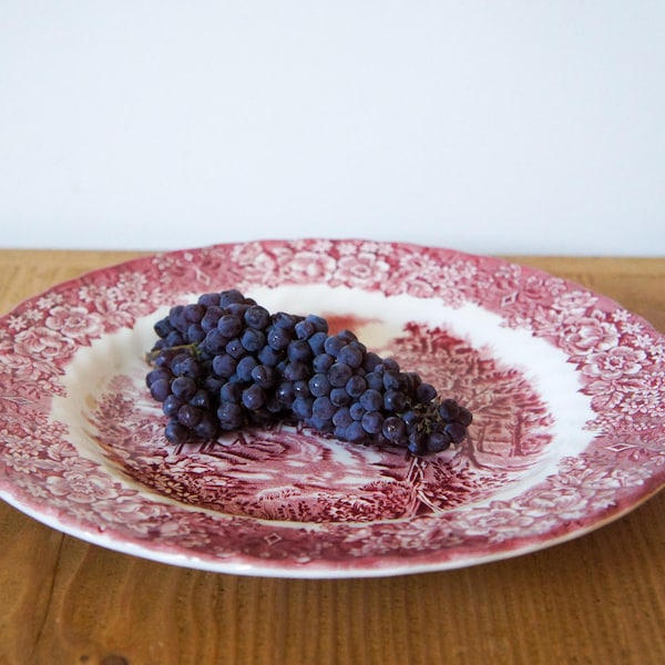 Memory Lane Red Transferware Plate by British Anchor