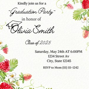 Berry themed Graduation Invitation