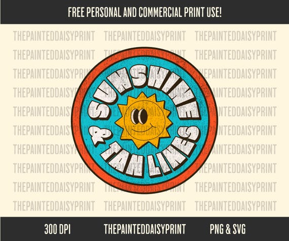 Sunshine and Tan Lines Retro Summer Design (PNG SVG Digital Download)