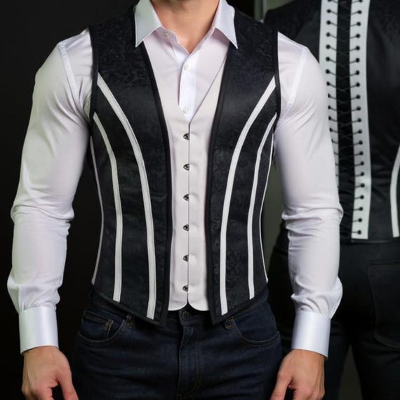 Men's Steel Boned Corset Vest: Steampunk Gothic Waistcoat