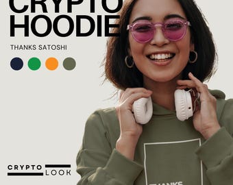Obrigado Satoshi - Moletom com capuz unissex, aconchegante e estiloso para criptomoedas, ideal para traders de Bitcoin, fãs de blockchain e investidores em criptomoedas.