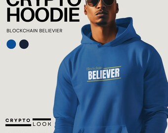 Blockchain Believer - Moletom com capuz unissex, aconchegante e estiloso para traders de Bitcoin, fãs de blockchain e investidores em criptomoedas.