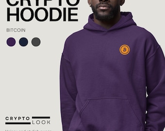 Moletom com capuz bordado com Bitcoin, presente para investidor em criptomoedas