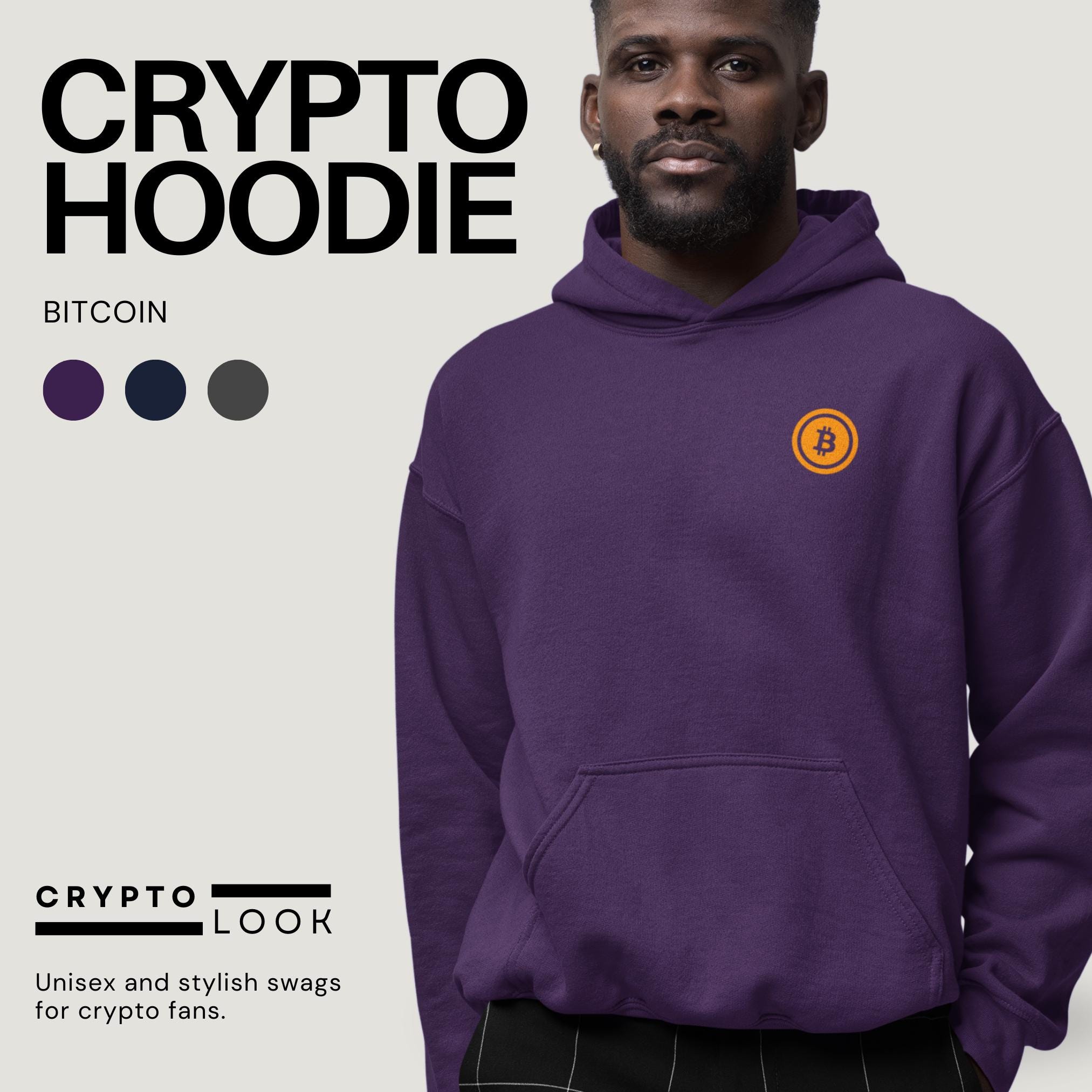 Embroidered Bitcoin Hoodie, Crypto Trader Gift