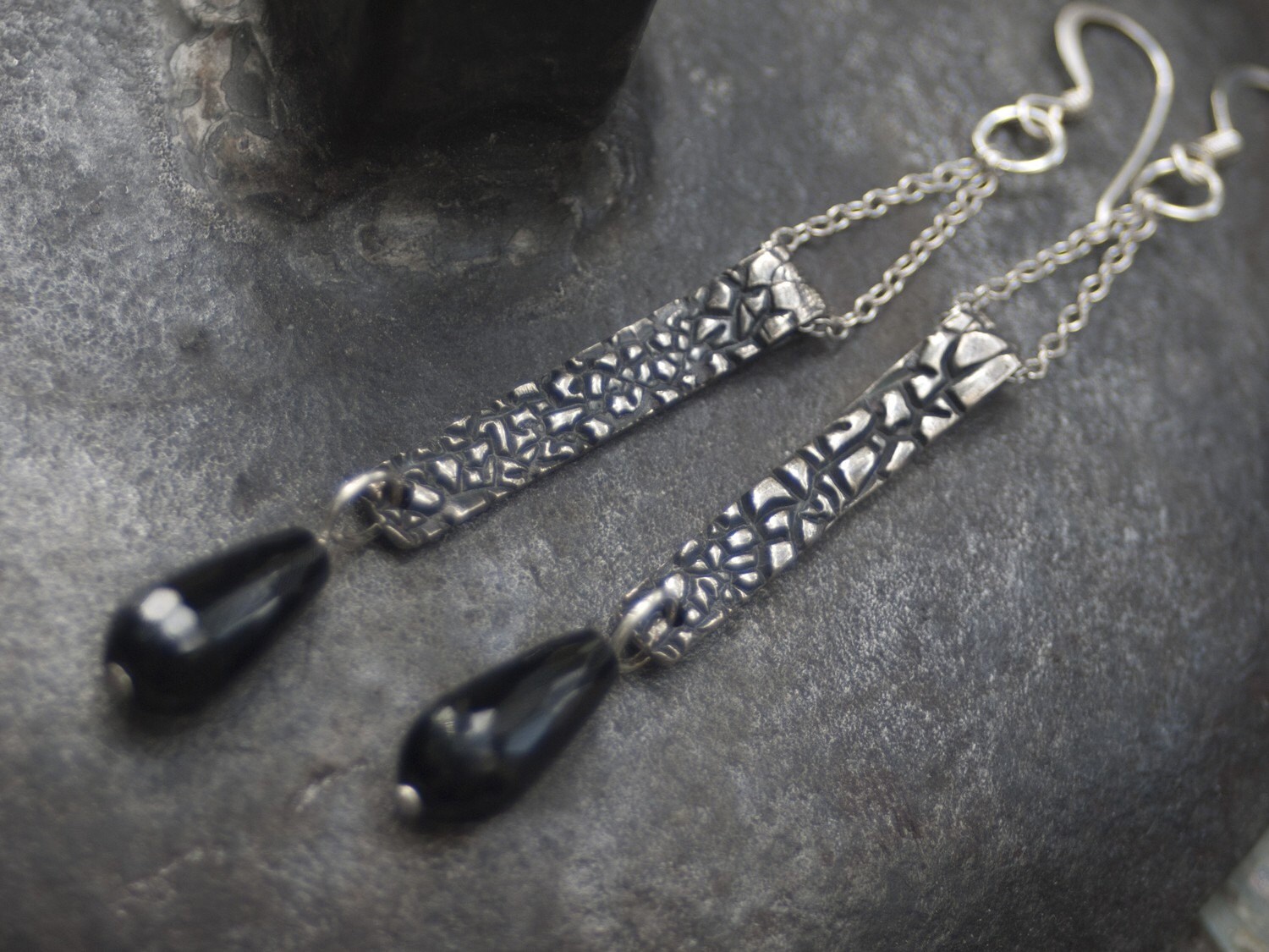 Fine Silver Earrings with handmade silver charm on a chain Etsy