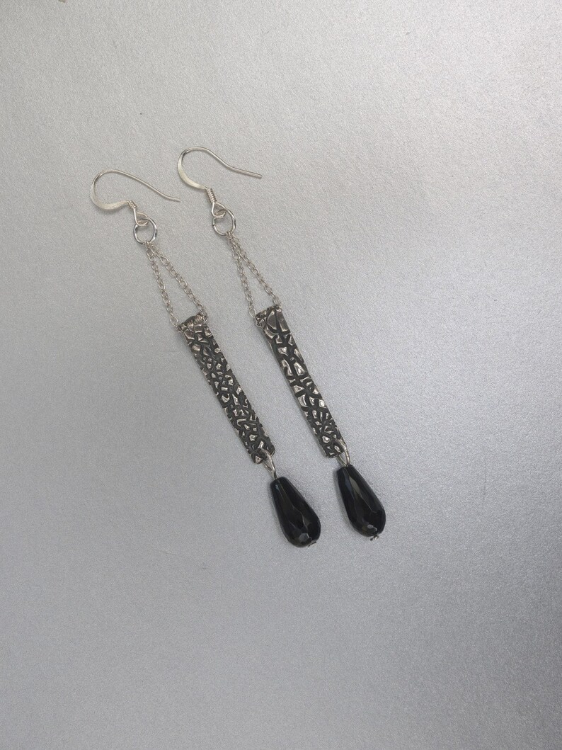 Fine Silver Earrings with handmade silver charm on a chain Etsy