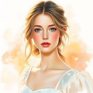 10 retratos de mujeres jóvenes en acuarela con estilo shabby chic. Imágenes prediseñadas digitales imprimibles en alta resolución para diarios basura, álbumes de recortes y tarjetas.