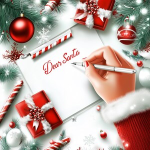 Carta a Papá Noel. Clipart navideño de alta resolución para diarios basura, álbumes de recortes, creación de tarjetas o decoración navideña.