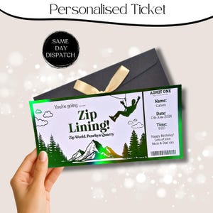 Vale de regalo personalizado para tirolinas - Entrada con efecto metalizado