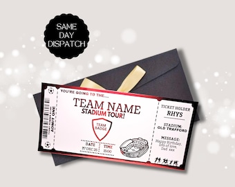 Personalised Stadium Tour Ticket: Keepsake Football Gift