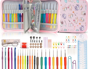 Shaxano 95-Piece Deluxe Crochet Hooks Set - Pink