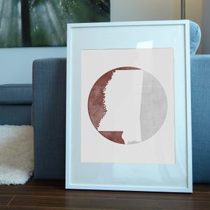 Mississippi Zustand Kunstdruck | Mississippi-Silhouette