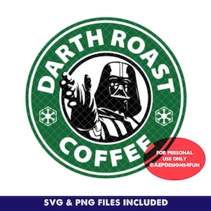 Café tostado Darth Vader Star Wars Etiqueta de Starbucks Archivo de corte SVG PNG en capas de Cricut