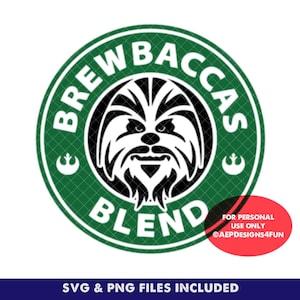 Etiqueta de café Wookie Blend Star Wars Starbucks en capas SVG PNG Archivo de corte Cricut