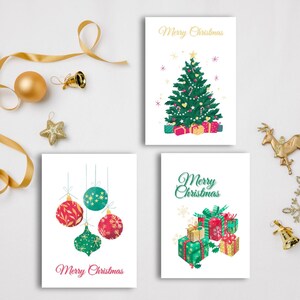 Set van 3 afdrukbare kerstkaarten