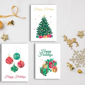 Conjunto de 3 cartões de Boas Festas para imprimir