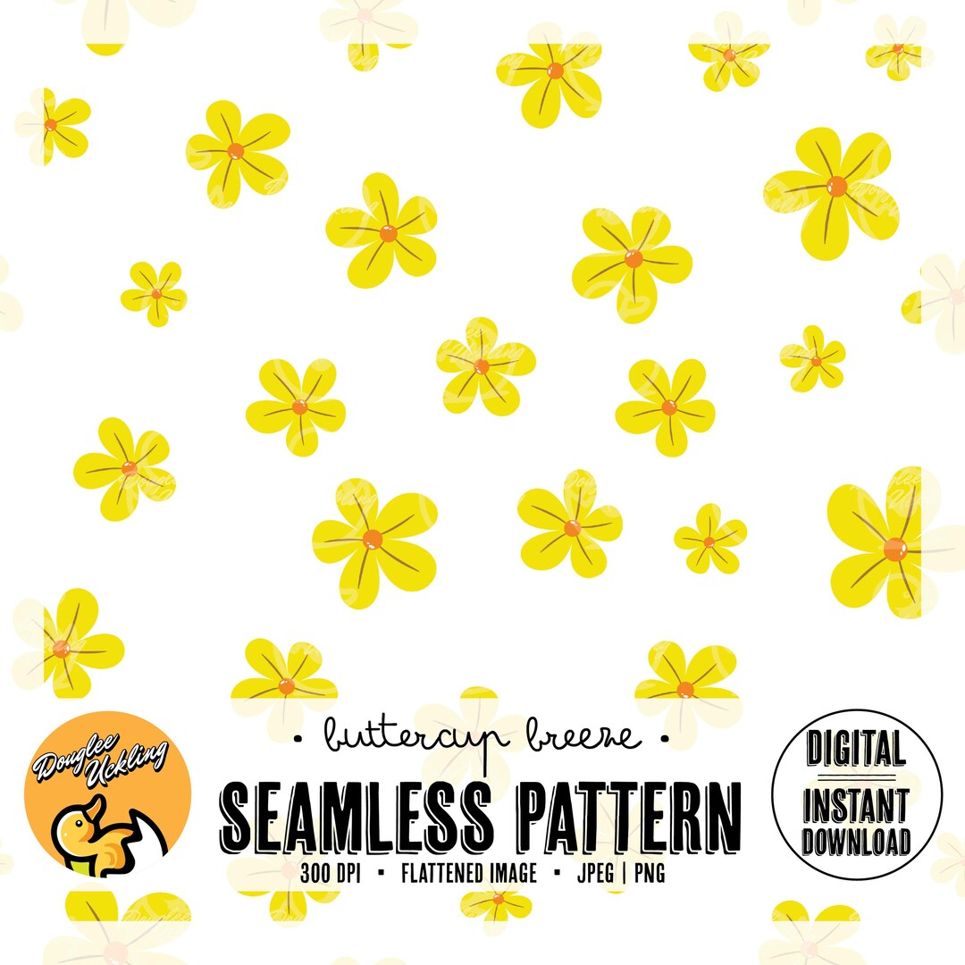 Yellow Buttercup Floral Seamless Pattern: Spring Flower Print (digital ...