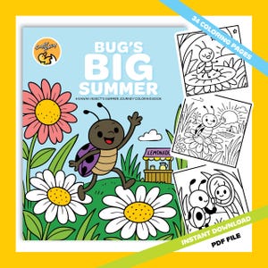 Bug’s Big Summer – A Kawaii Insect Coloring Book | Cute Critters & Summer Fun | Printable PDF | Whimsical Coloring for Kids and Adults