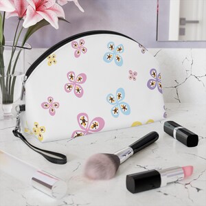 Borsa per il trucco Butterfly Orchid - Borsa per cosmetici colorata e unica, borsa con cerniera con motivo floreale, beauty case da viaggio, piccolo organizer