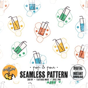 Retro Soda Pop Seamless Pattern: Fizzy Beverage Print (Digital Download)