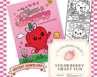 Kawaii Strawberry Coloring Book | Kids & Adults (Printable PDF)