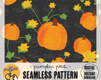 Motif citrouille, motif transparent : récolte d'automne, papier numérique (JPEG, PNG)