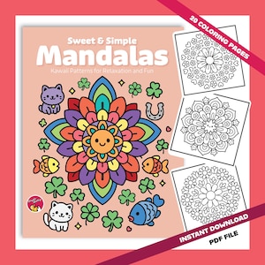 Kawaii Mandala Coloring Book: Sweet & Simple Stress Relief