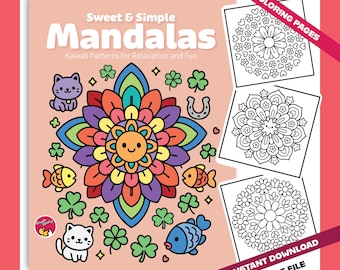 Libro para colorear mandalas kawaii: Alivio del estrés simple y dulce