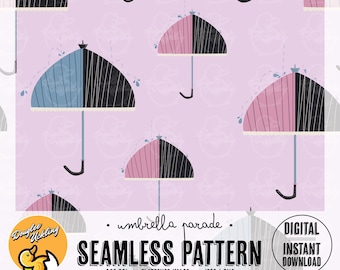 Umbrella Pattern – Seamless Rainy Day Digital Paper (Digital Download)