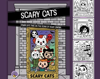Kawaii Horror Movie Cats Coloring Book: Spooky Halloween Fun (PDF Download)