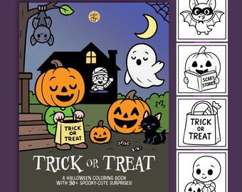 Halloween Coloring Book: 50+ Spooky-Cute Designs (Digital PDF)