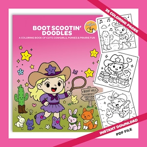 Kawaii Cowgirl Coloring Book: Western Fun, Printable PDF