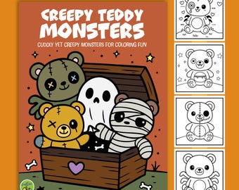Creepy Teddy Monsters Malbuch: Kawaii Horror PDF (Digitaler Download
