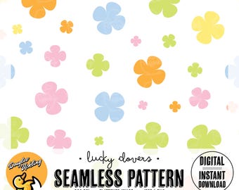 Lucky Clovers Seamless Pattern: Colorful St. Patrick's Day Print (Digital Download)
