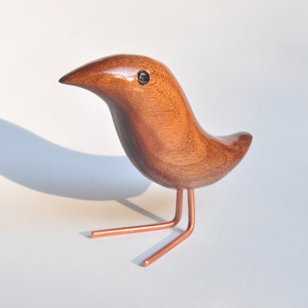 Wood Carving Stylized Bird Carving in Black Walnut - SALE SHOP CLOSING - Natural Finish - Modern Look