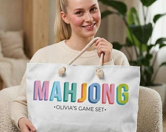Personalized Mahjong Tote Bag, Custom Mahjong Bag Tiles and Racks, Mahjong Storage Gift for Women, Mah Jongg Bag Set, Mahjongg Weekender bag