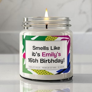 9oz Personalized 16th Birthday Candle Gift. 16th birthday gift girl, Bestie. Custom 16th Birthday Candle. sweet sixteen gift, sweet 16 gifts