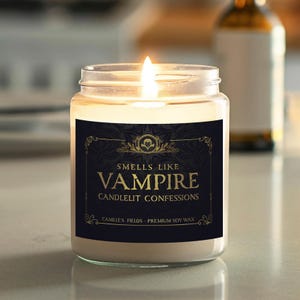 Bougie d&#39;Halloween vampire 9 oz. Bougie Dark Academia, décoration gothique pour la maison, cadeau d&#39;Halloween pour la saison effrayante Dracula