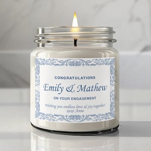9oz. Engagement custom candle gift for couples, Custom Engagement candle personalized engagement gift for the couple, engagement candle