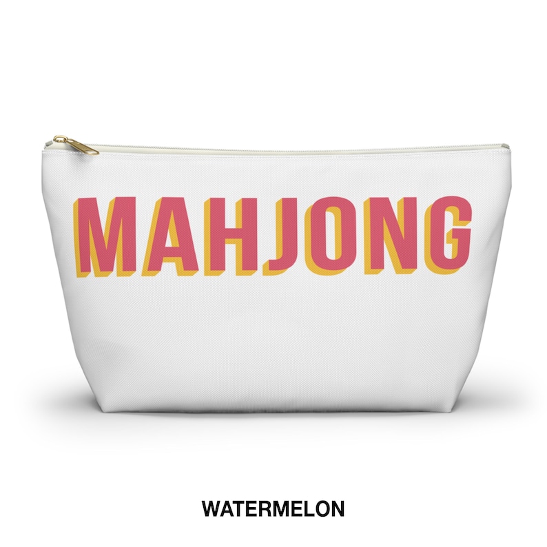 Personalized Mahjong Tile Bag, Custom Name Tile Pouch, Mahjong gifts for women, 9 Colors, Mahj Game Night, Mah Jongg Gift, Apres Mahj Watermelon