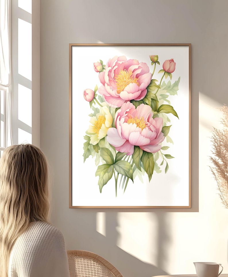 thumbnail image 2 of AEFER Bathroom Pink Rose Flower Wall Art Decor, White Blooming Floral Canvas Pictures Bathroom Abstract Flower Art Print Bedroom Modern Painting Artwo 2 of 10